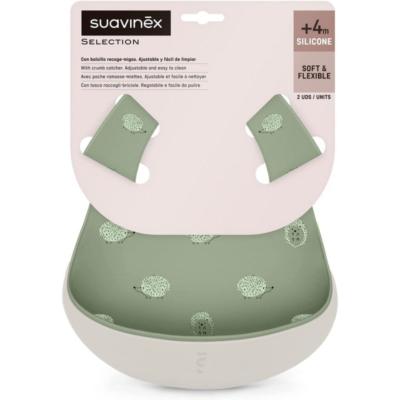 Suavinex - Confezione 2 Bavaglini in Silicone - Verde