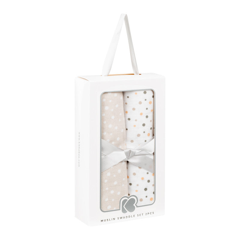 Kikka Boo - Set 2 Mussole in Cotone - Dots Beige