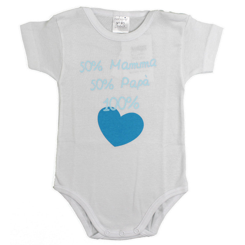 Body Neonato a Mezza Manica - 50% Mamma e 50% Papà - 1 Mesi