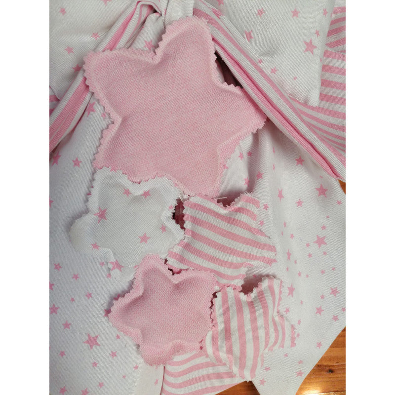 Fiocco Nascita Artigianale Rosa e Bianco