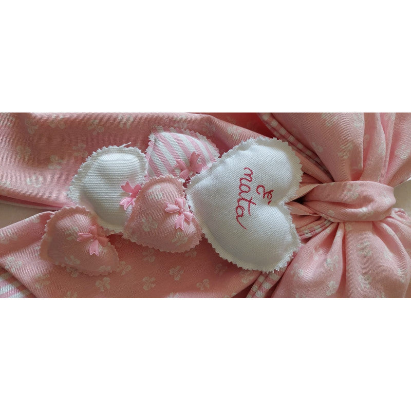 Fiocco Nascita Artigianale Rosa Con Cuori