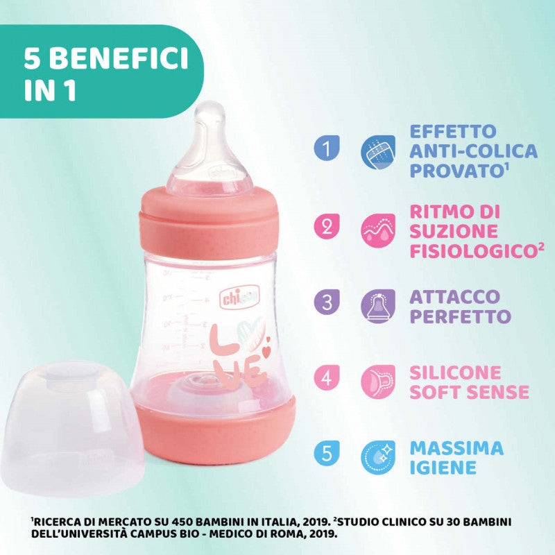 Biberon Chicco Perfect 5 - 150 ml - Rosa Love