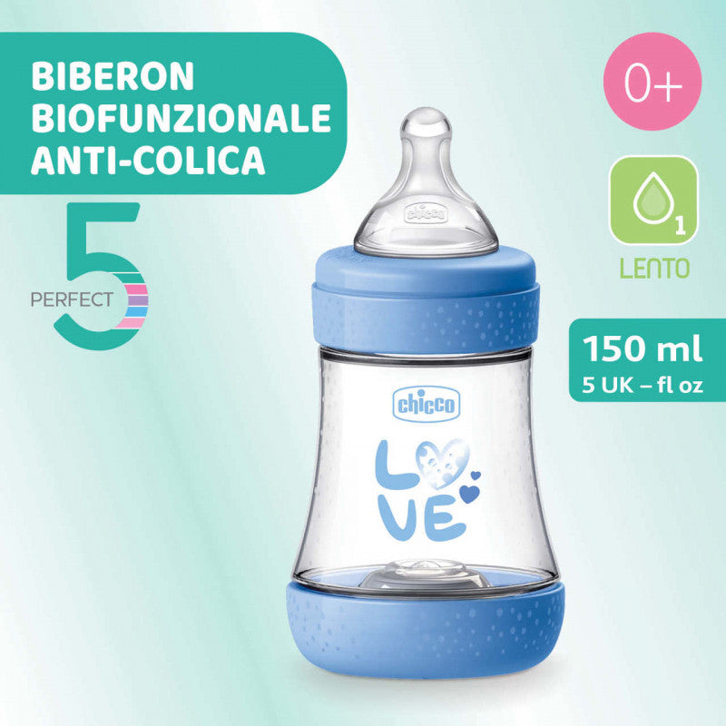 Biberon Chicco Perfect 5 - 150 ml - Azzurro Love