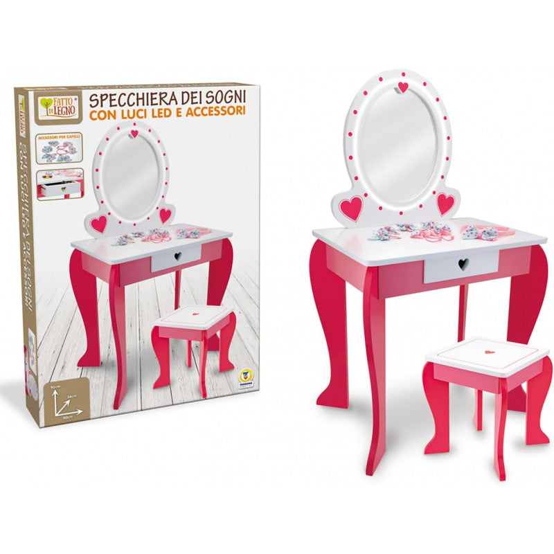 Specchiera Led e Sgabello in Legno