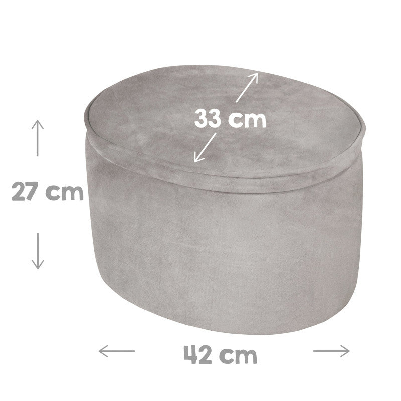 Pouf Ovale per Bambini in Velluto - Grigio