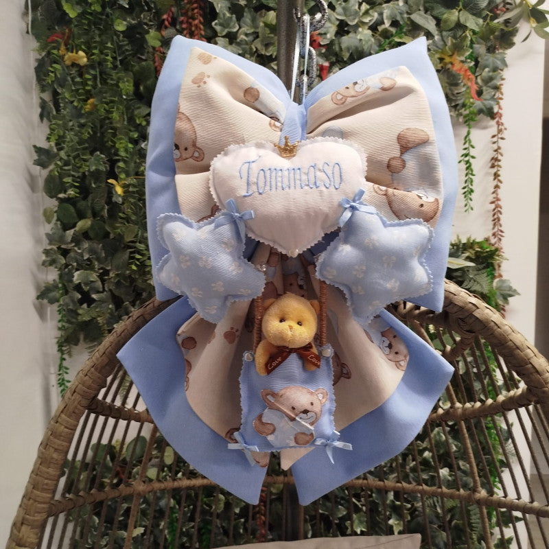 Fiocchi Nascita Artigianali Personalizzato Azzurro