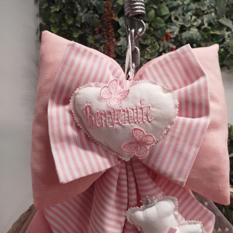 Fiocchi Nascita Gemellare Rosa Artigianale