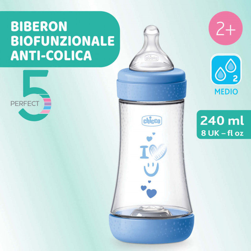 Biberon Chicco Perfect 5 - 240 ml - Celeste