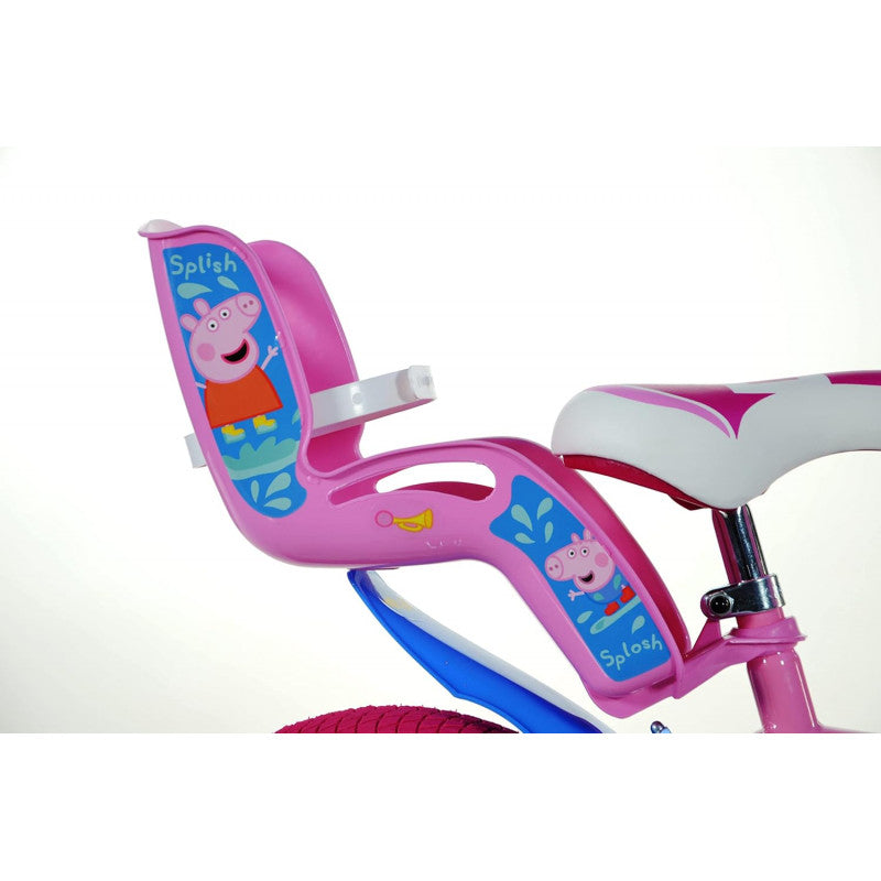 Bicicletta Peppa Pig 14";";La Bicicletta Rapunzel è la bicicletta nei colori del rosa/viola con il personaggio di Rapunzel, disponibile in tre diversi dimensioni: 14" e 16" da scegliere."