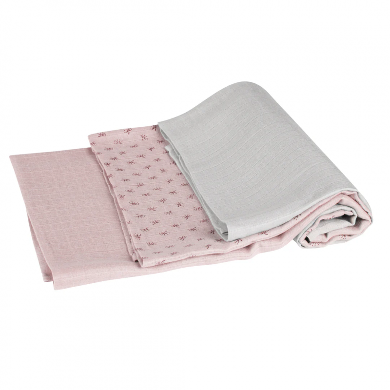 Set Di Mussole in cotone biologico 80x80 Rosa