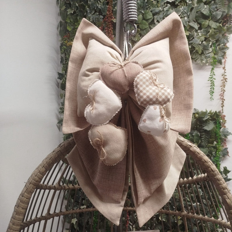 Fiocco Nascita Beige Cuore