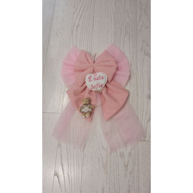 Fiocco Nascita Personalizzabile In Cotone e Tulle