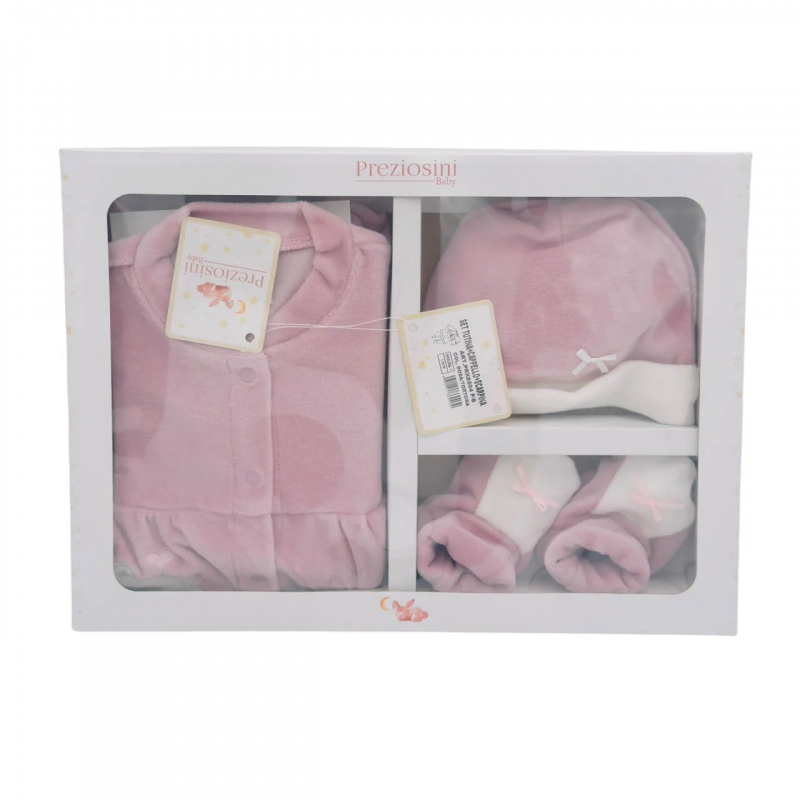 Conjunto de Terciopelo para Recién Nacido de 3 Piezas 3/6 Meses