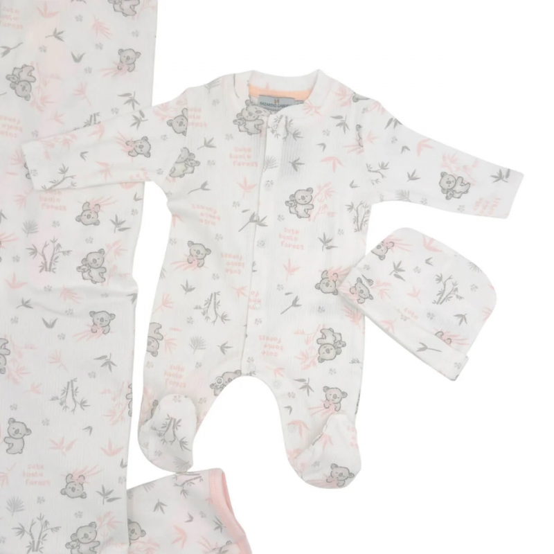 Set neonato 3 pezzi in caldo cotone Rosa 0/1 Mese