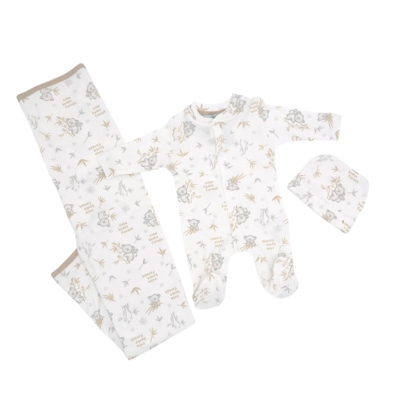 Set neonato 3 pezzi in caldo cotone Beige