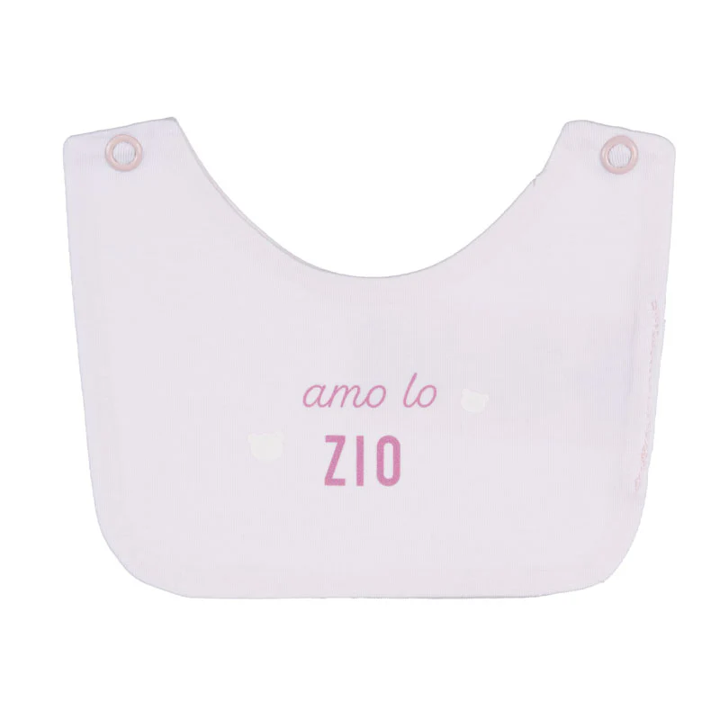 Bavaglini Nanan Rosa con scritta “Amo la zia/lo zio”.