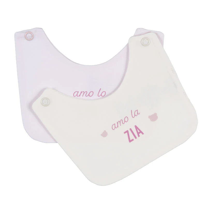 Bavagli Nanan con scritta Rosa Amo la zia/lo zio