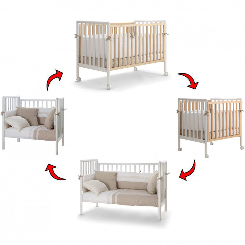 Lettino Evolutivo Pali Flippy Completo Di materasso e Tessile