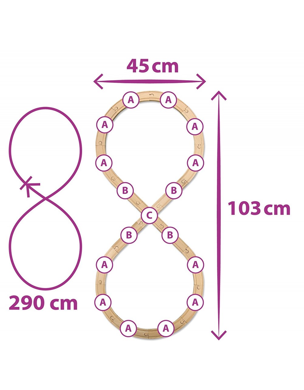 Pista Treno in legno 290 cm