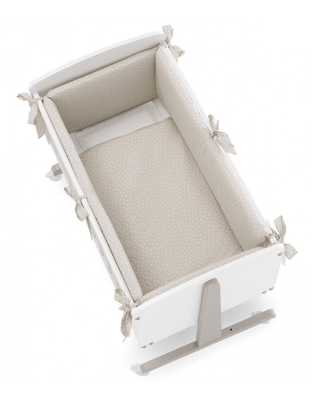 Culla Ninna Erbesi Tortora + Cuori Beige