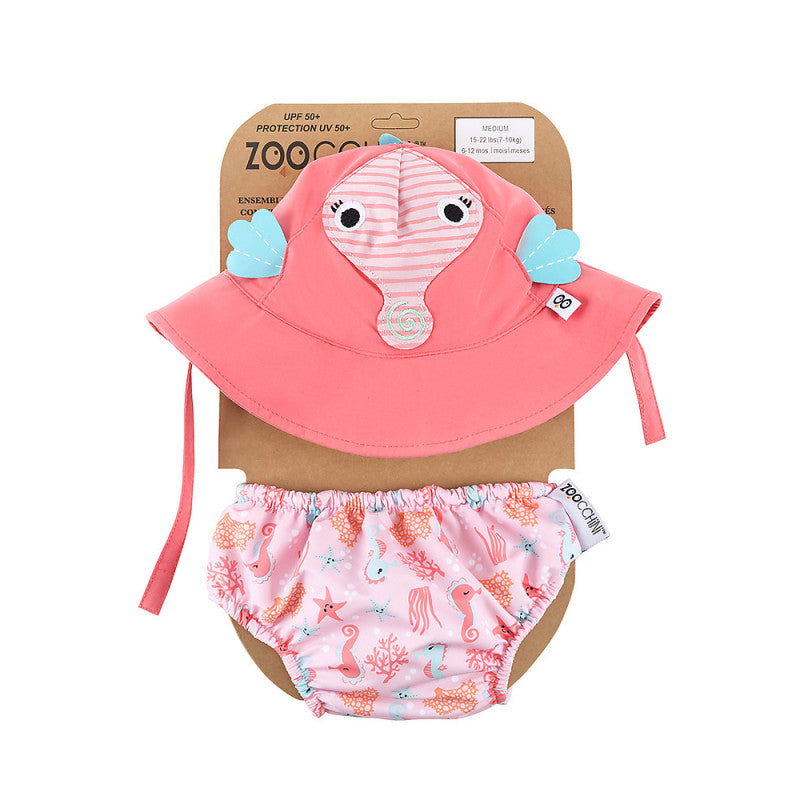 Traje de baño reductor y gorro caballito de mar | 3-6 Meses