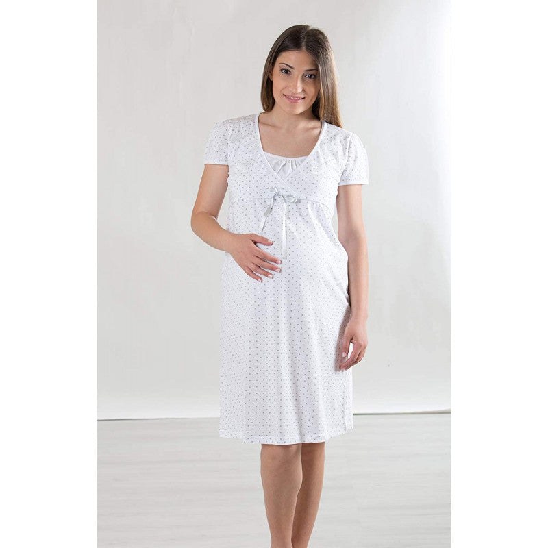 Camicia da Notte Premaman con Fiocchetto - T6