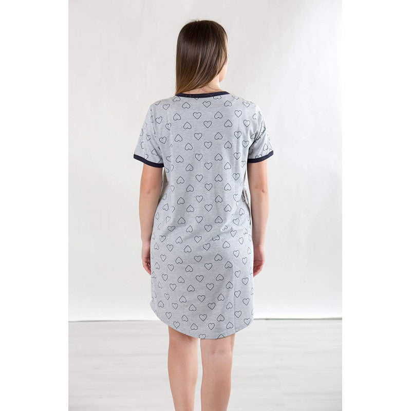 Camicia da Notte Grigia a Cuori - T7