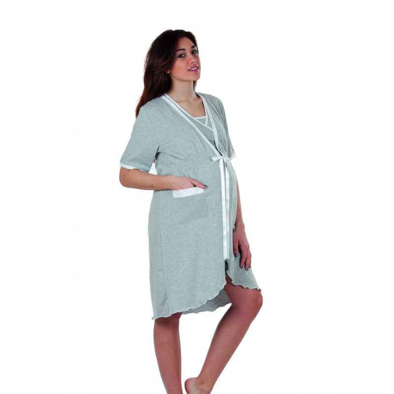 Bademantel Kurze Ärmel, Grey 3