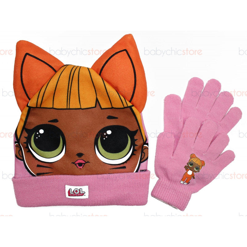 Set Cappello con Orecchie e Guanti LOL - Arancione