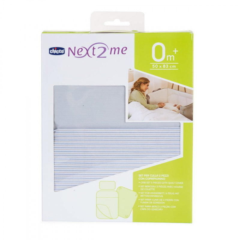 Set Per Culla 3 Pezzi Con Copripiumino Grigio