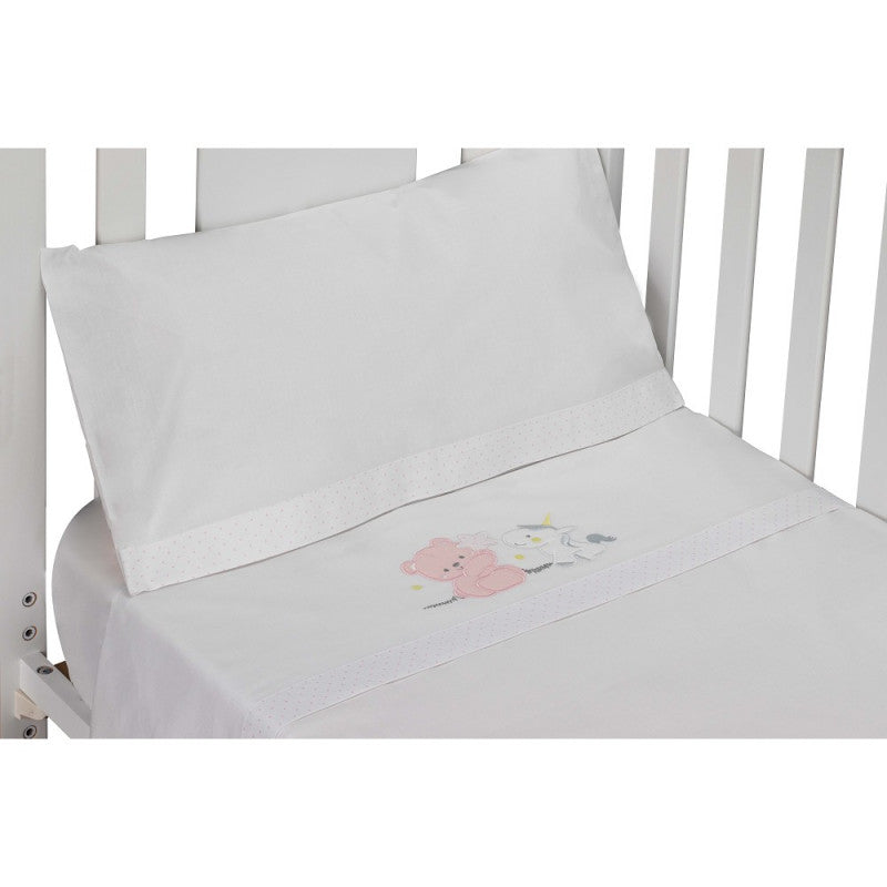 Set Lenzuola per Culla Unicorno - Rosa