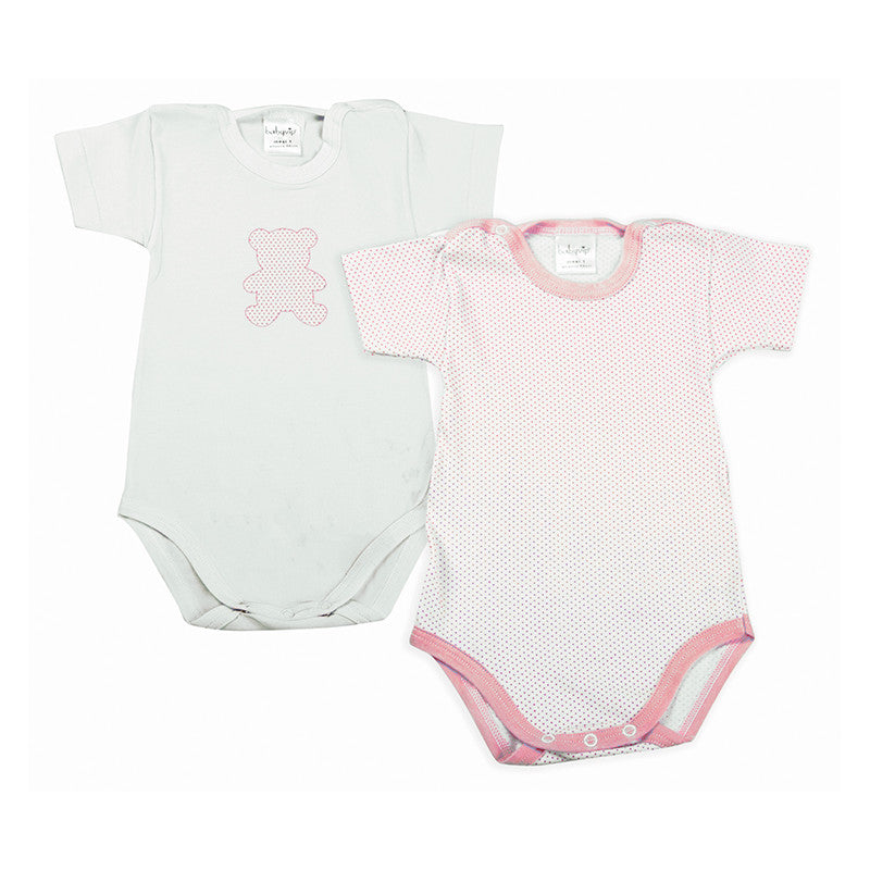 Set 2 Body Neonato a Mezza Manica Pois Rosa - 3 Mesi