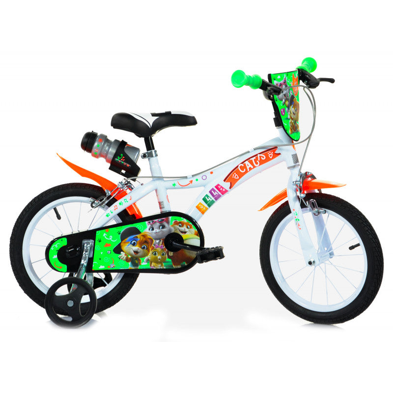 Bicicletta 44 Gatti - 14";";Bicicletta 44 Gatti è la bicicletta personalizzata dei celebri gatti del cartone animato, disponibile nelle dimensioni: 10", 12" e 14" da scegliere in base all'età del bambino."
