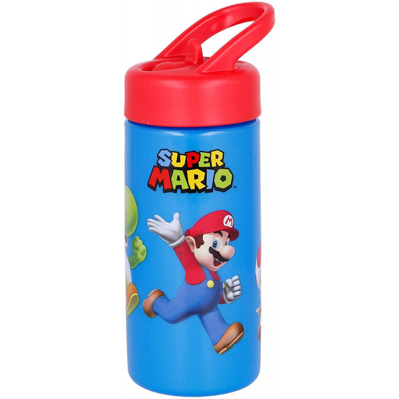 Botella de agua con pajita Mario Bros