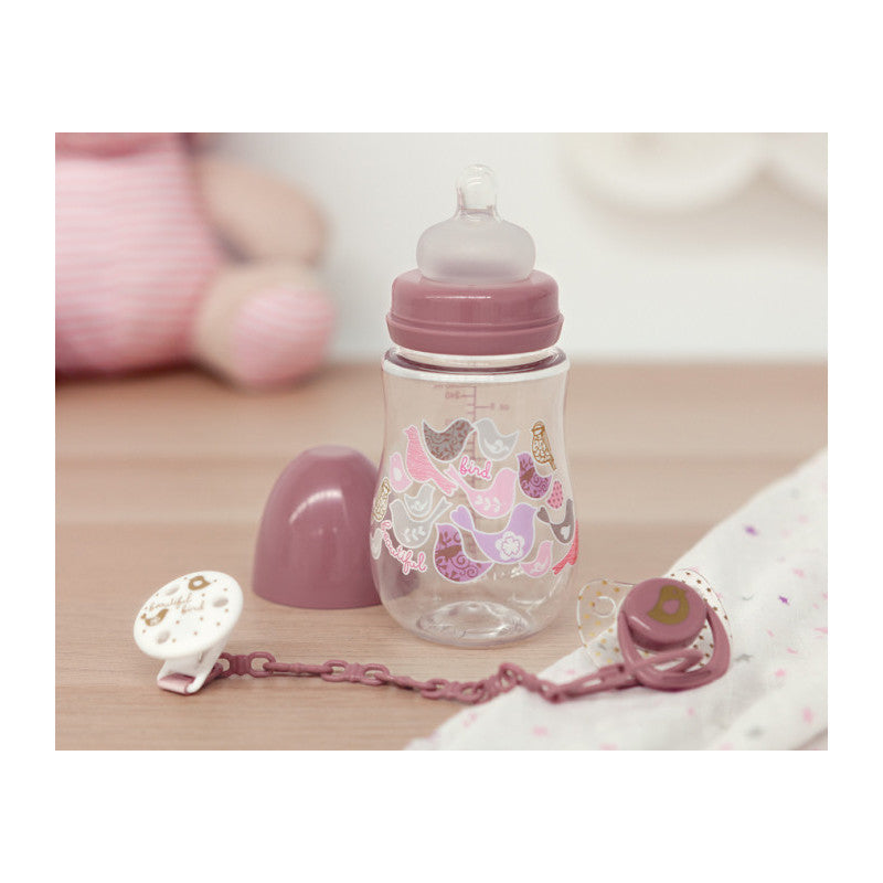 Set Biberon, Ciuccio e Clip - Rosa