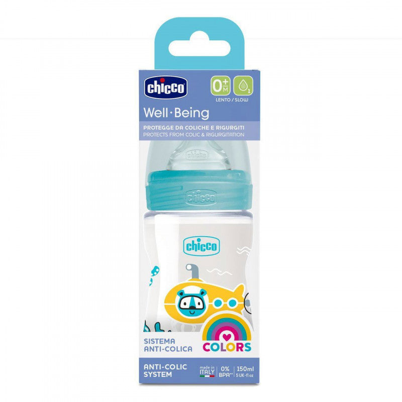 Biberon Benessere Flusso Lento In Plastica Light Blue